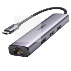 UGREEN CM475 (60600) Type-C Male to Tri USB 3.0 & Lan Female Grey Converter 